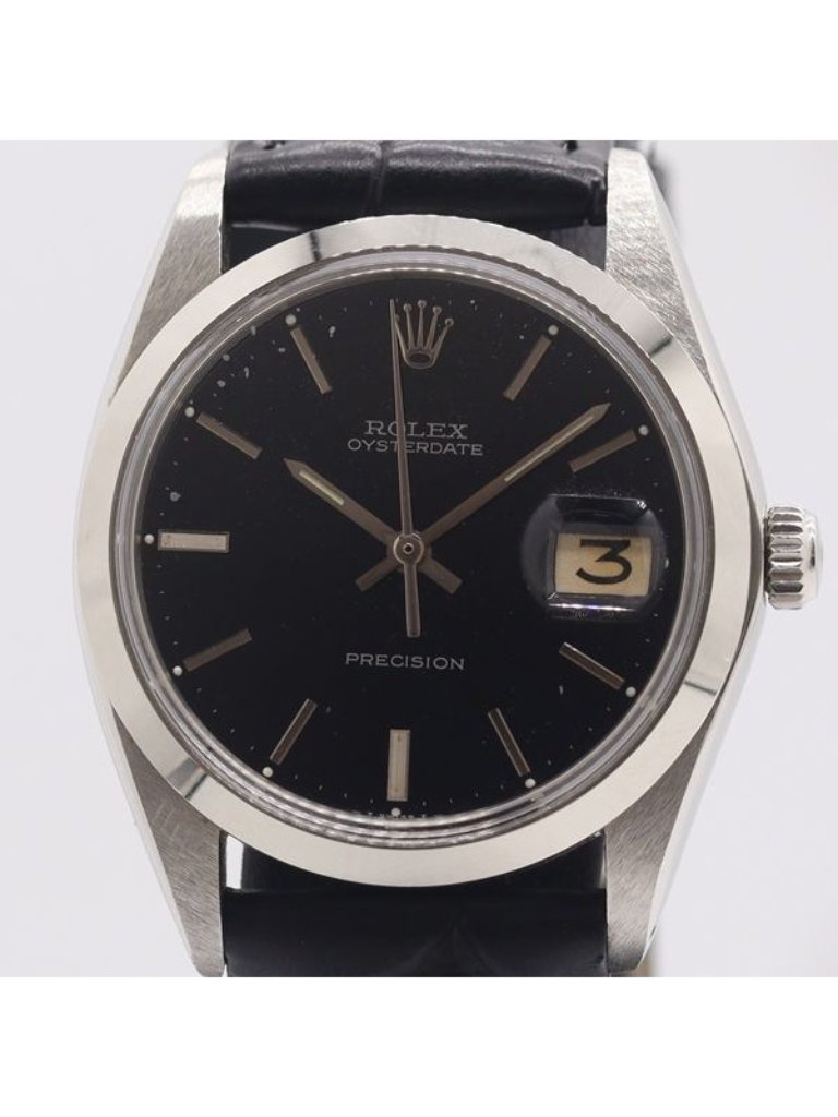 Rolex Hand Wound Date Black Dial Watch